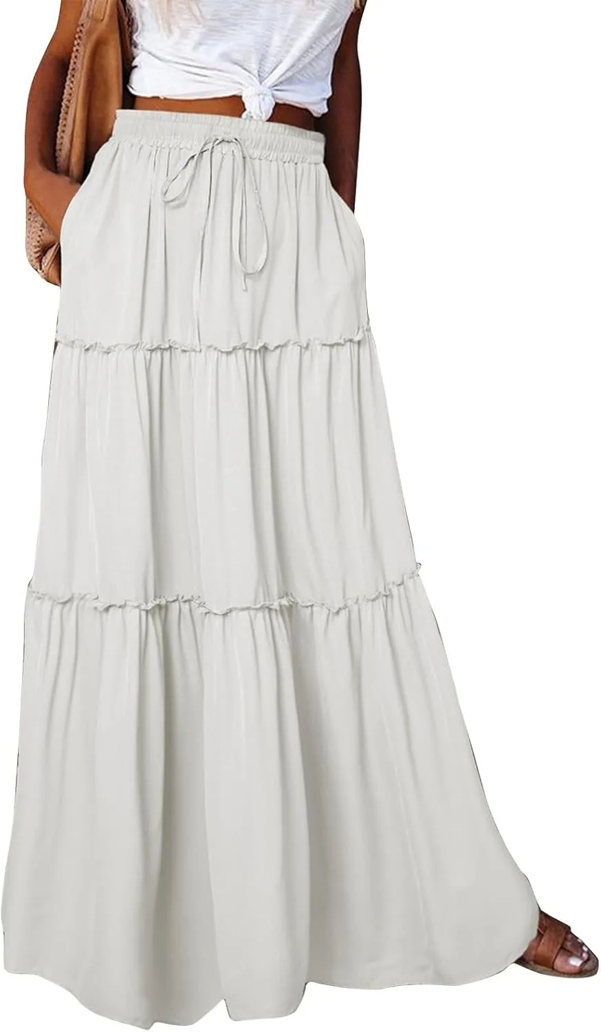 Beach Skirts for Women, Maxi Summer Solid Color Casual Vacation Womens Skirts