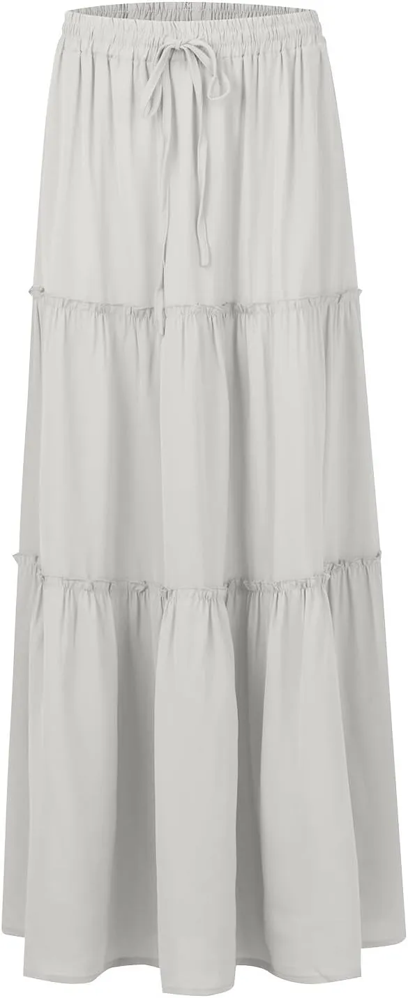 Beach Skirts for Women, Maxi Summer Solid Color Casual Vacation Womens Skirts