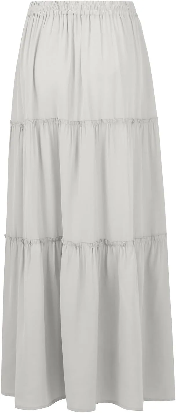 Beach Skirts for Women, Maxi Summer Solid Color Casual Vacation Womens Skirts
