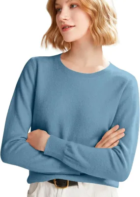 Cashmere Sweaters for Women,Crew Neck Long Sleeve Soft Pullover Sweater,Fall Spring Solid Color Knit Jumper Tops