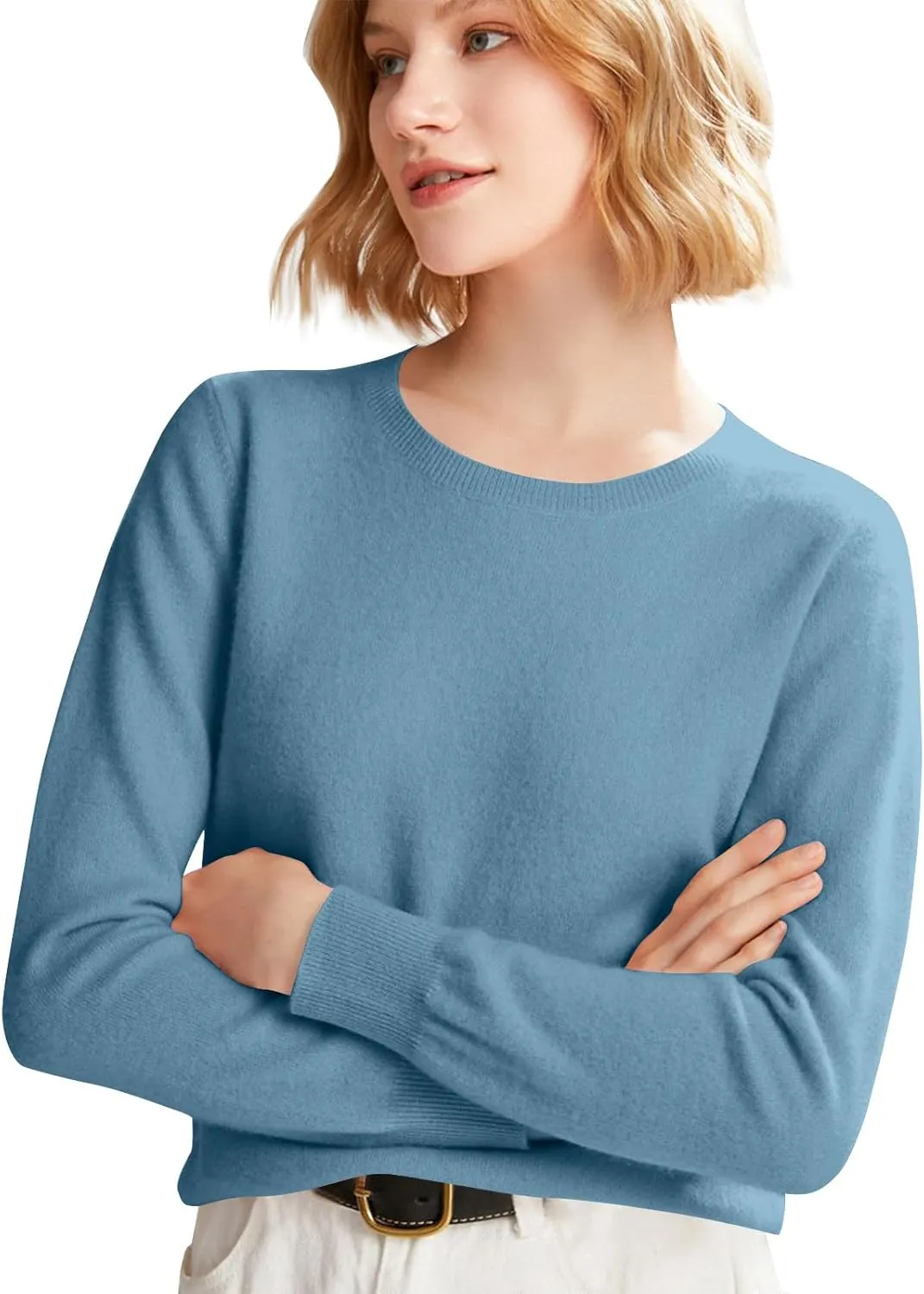 Cashmere Sweaters for Women,Crew Neck Long Sleeve Soft Pullover Sweater,Fall Spring Solid Color Knit Jumper Tops