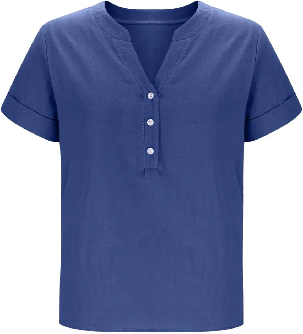 Cbcbtwo Womens Short Sleeve Linen Henley Tops 2025 V Neck Dressy Casual Loose Fit Shirts Summer Going Out Flowy Blouses