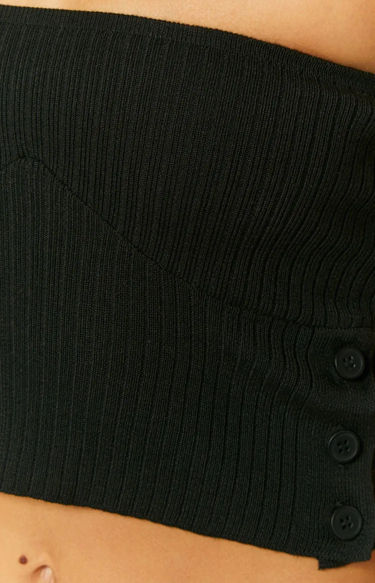 Edison Black Knit Tube Crop Top