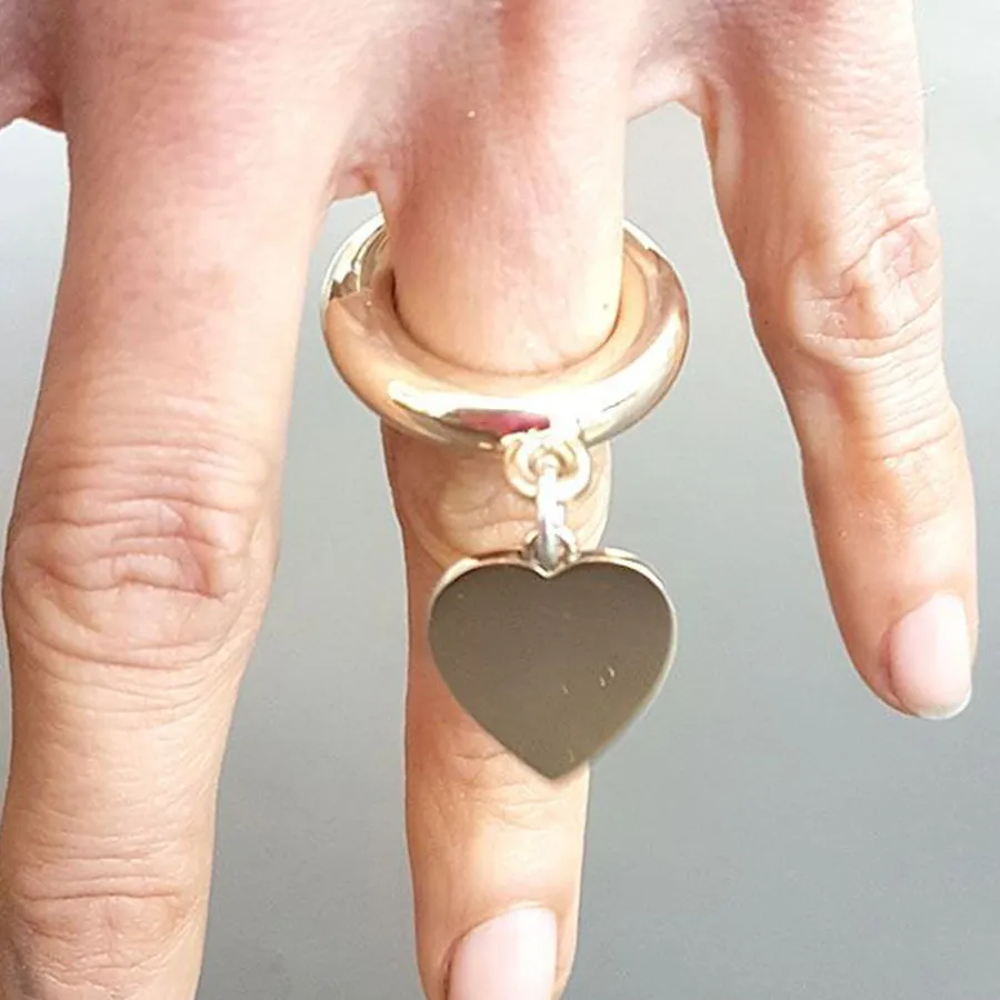 Heart Charm Bronze Ring 5mm