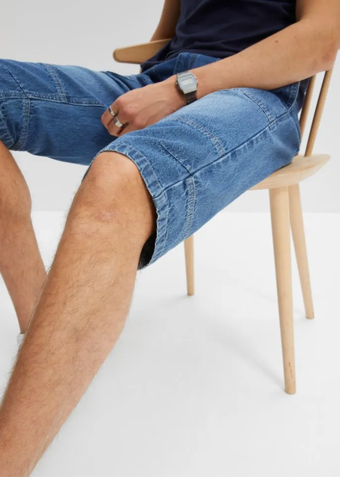 John Baner Jeanswear Long Sleeveless Jeans Shorts, blue