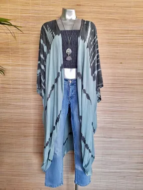 KAFTAN TIE DYE Medium Length, New Soft Denim/ Black