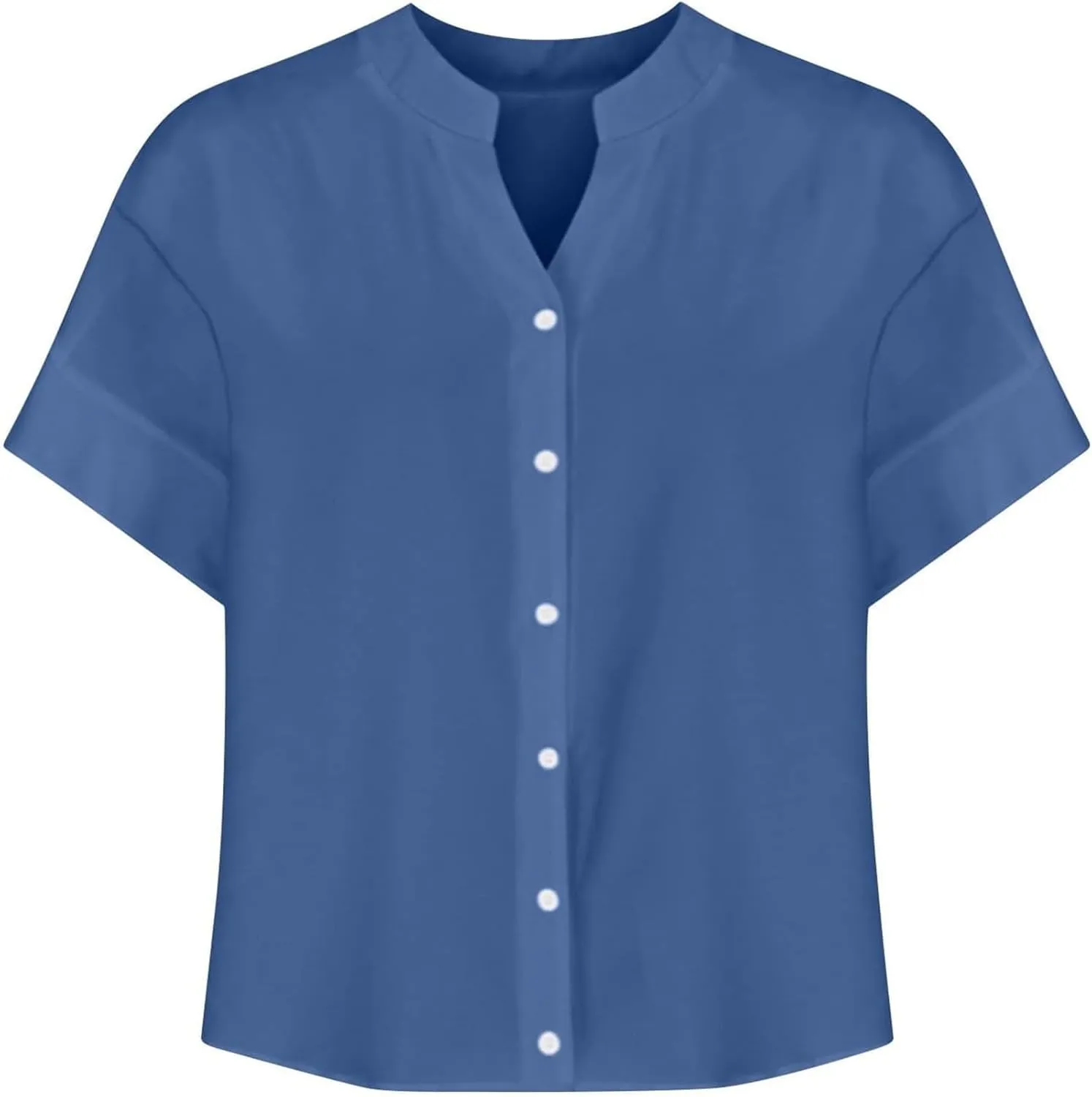 Linen Shirts for Women 2025 Summer Button Down Shirts Short Sleeve Collared V Neck Casual Blouses Work Office Tshirts