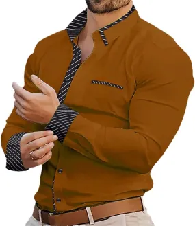 Men's Shirt Men's Printed Casual Buttons Long Sleeved Shirt