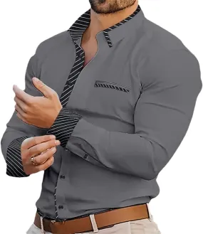 Men's Shirt Men's Printed Casual Buttons Long Sleeved Shirt