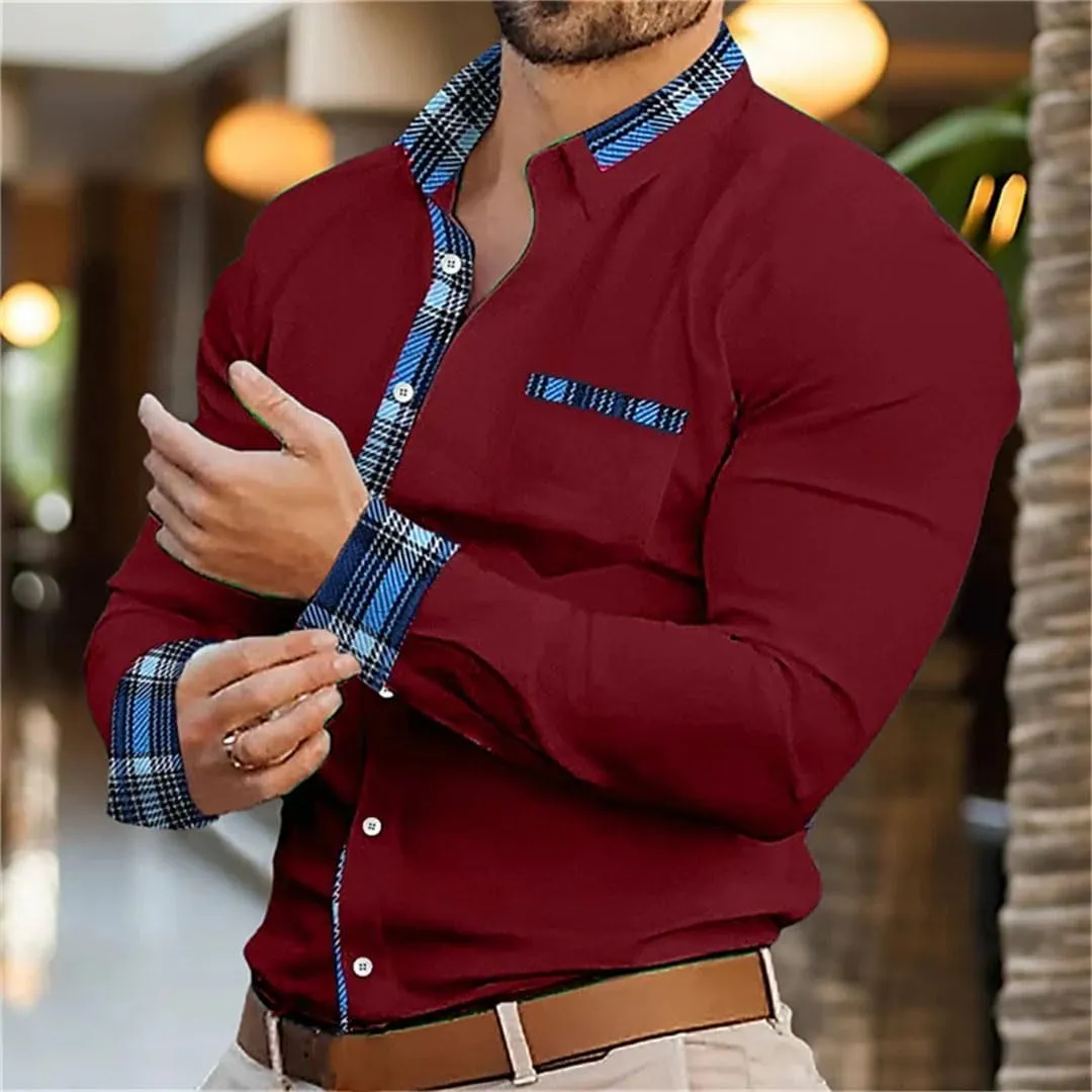 Men's Shirt Men's Printed Casual Buttons Long Sleeved Shirt