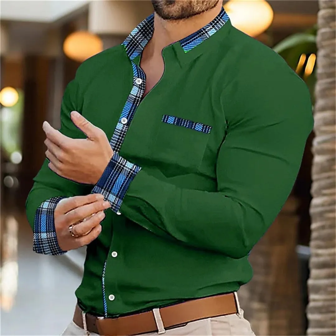 Men's Shirt Men's Printed Casual Buttons Long Sleeved Shirt