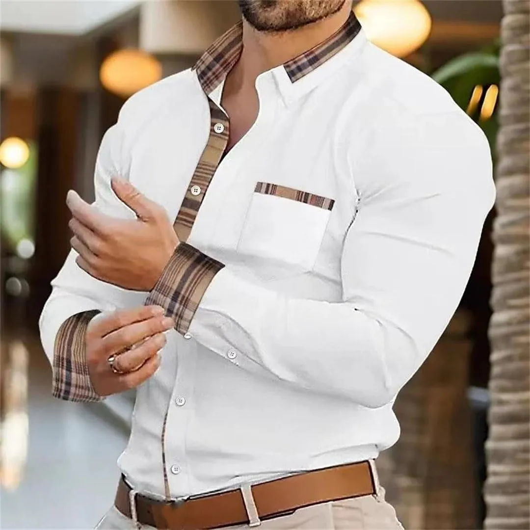Men's Shirt Men's Printed Casual Buttons Long Sleeved Shirt