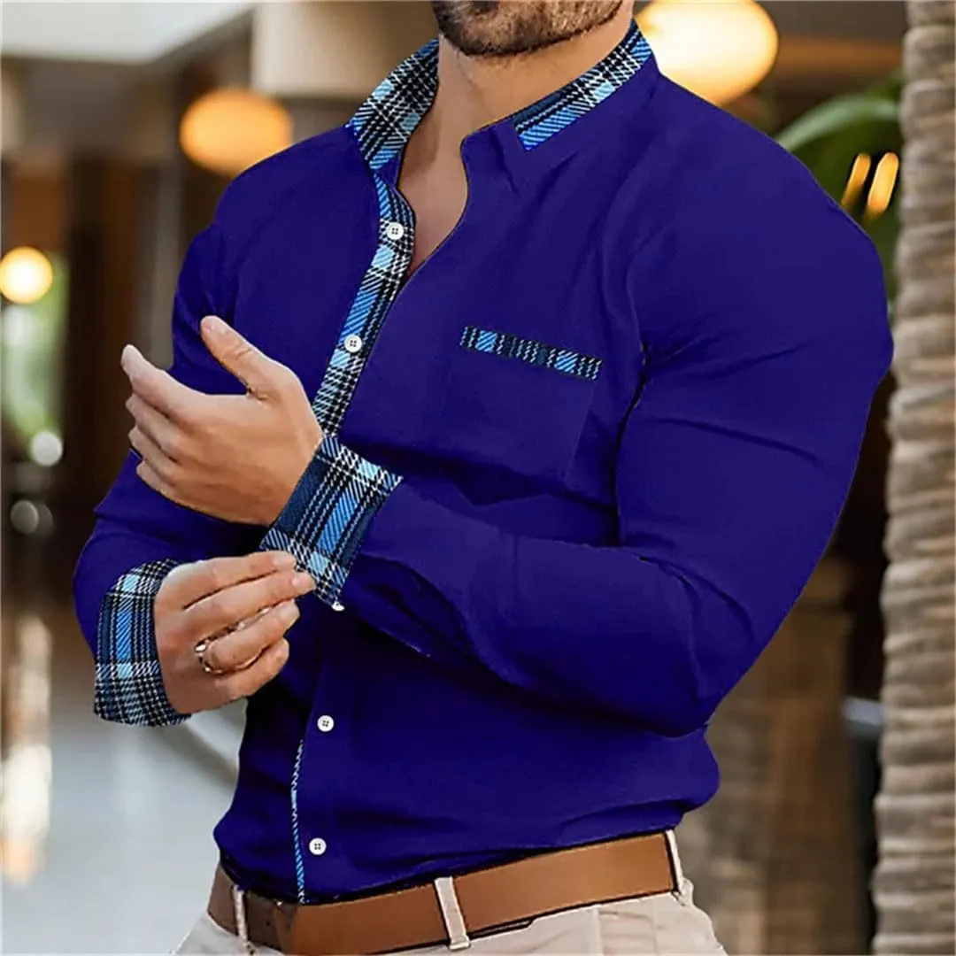 Men's Shirt Men's Printed Casual Buttons Long Sleeved Shirt