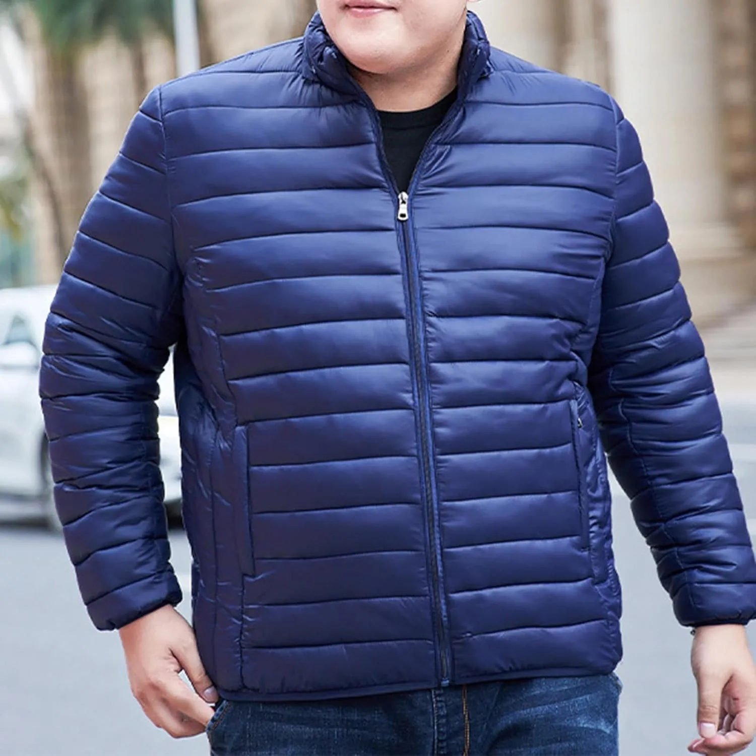 Men's Winter Jackets Lightweight Puffer Jacket Warm Quilted Jackets Plus Size Packable Down Jacket Stand Collar Coat