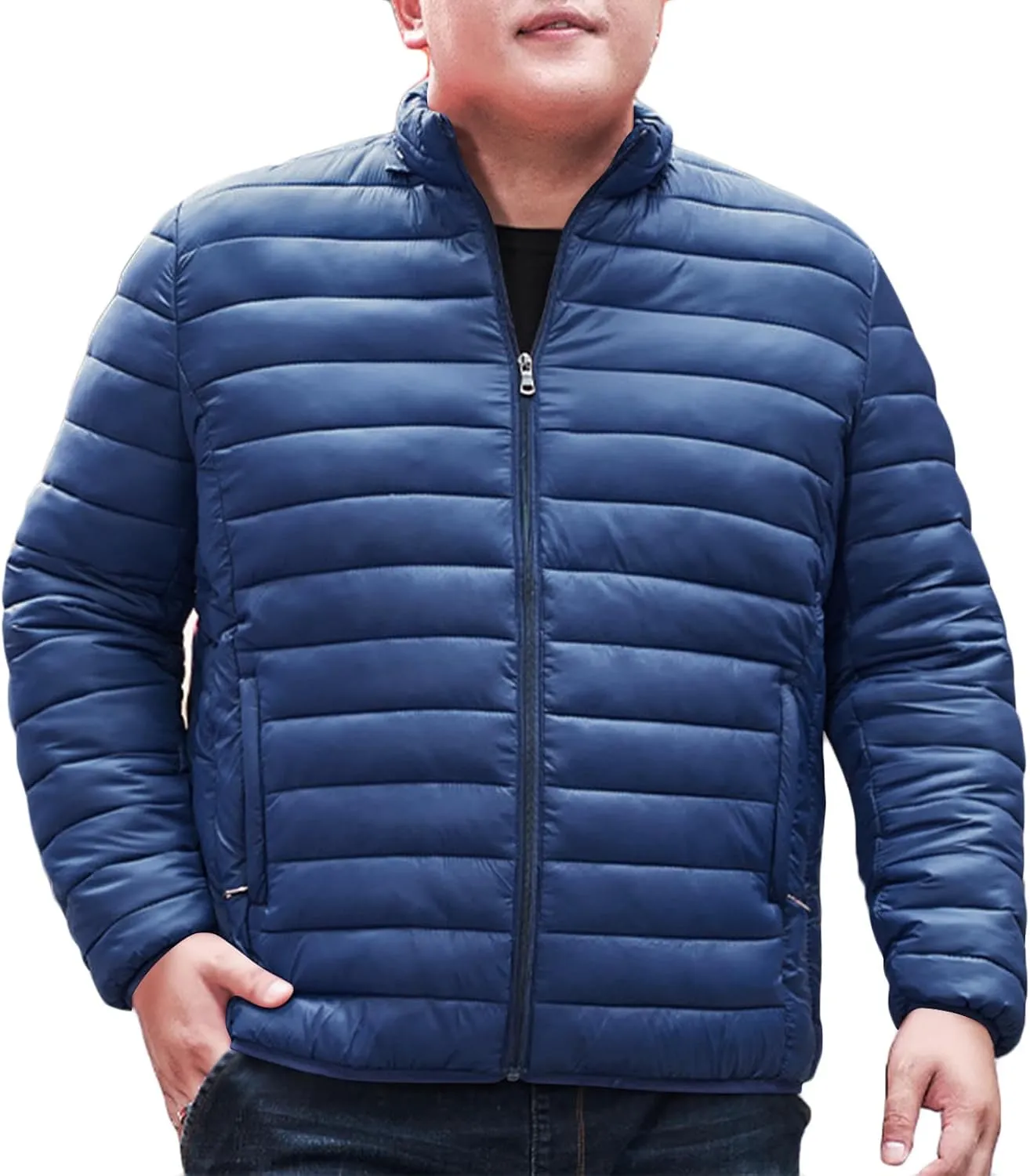 Men's Winter Jackets Lightweight Puffer Jacket Warm Quilted Jackets Plus Size Packable Down Jacket Stand Collar Coat