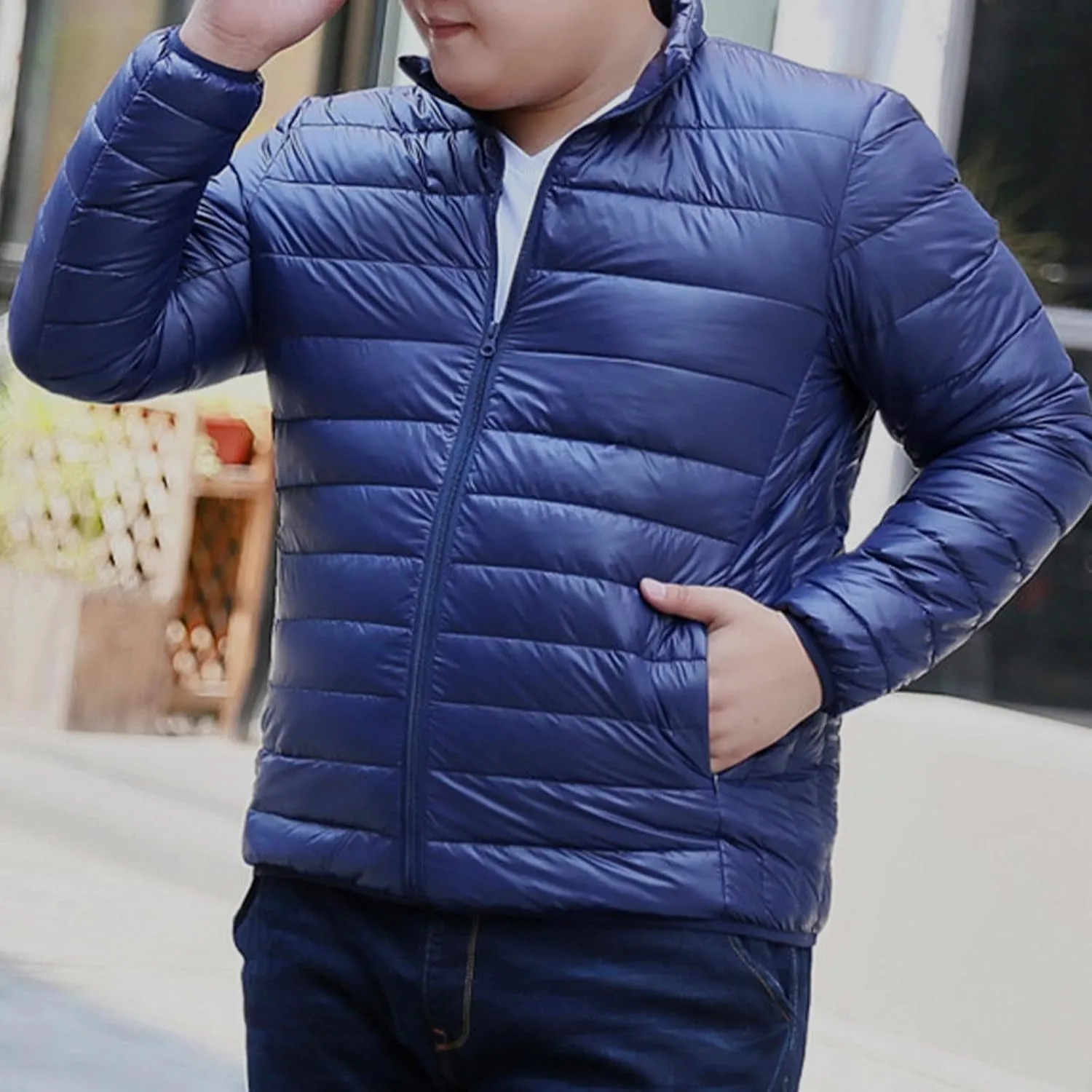 Men's Winter Jackets Lightweight Puffer Jacket Warm Quilted Jackets Plus Size Packable Down Jacket Stand Collar Coat