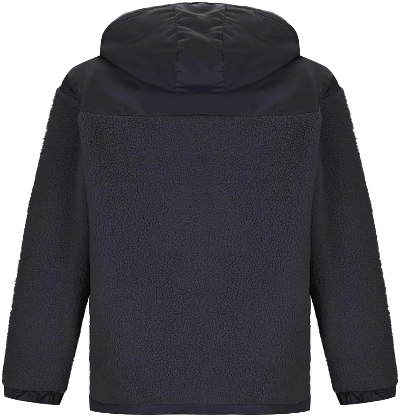 Men's Winter Outdoor Coat Full-Zip Sherpa Fleece Hooded Jacket Warm Soft Fuzzy Winter Coats Sweatshirt with Pockets