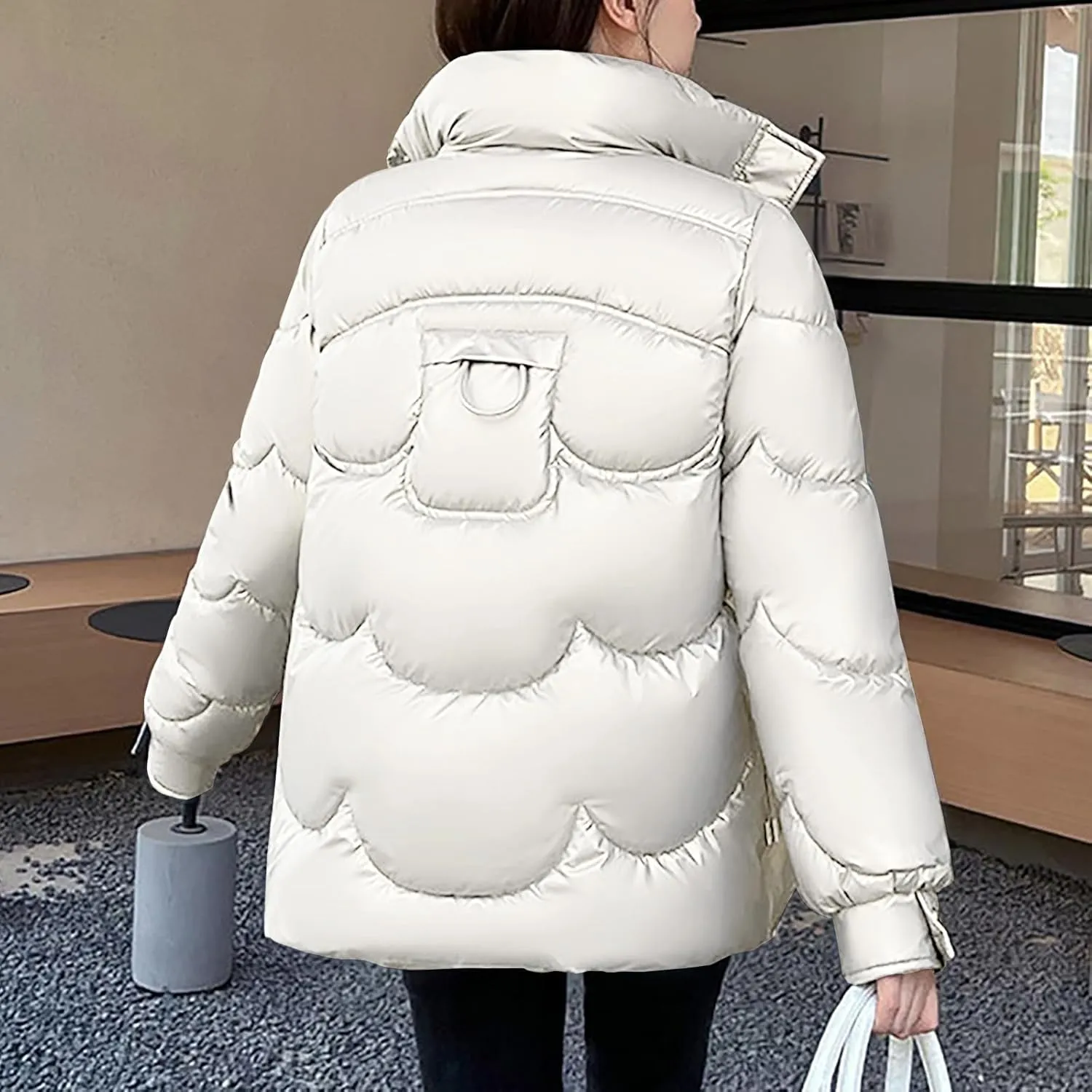 Oversized Coats for Women Puffer Jackets 2023 Winter Warm Long Sleeve Down Parkas with Pockets Comfy Loose Outwear