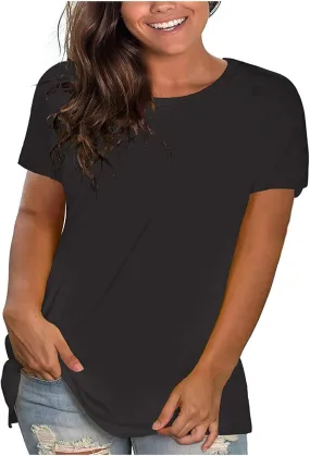 Plus Size T Shirts for Women Basic Solid Color Crewneck Short Sleeve Pullover Tees 2025 Summer Tops Bottoming Shirt