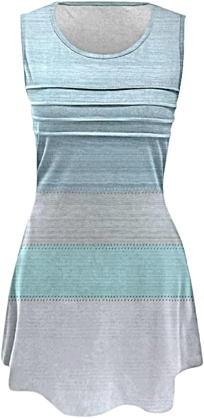 Short Summer Dresses Womens with Pockets Summer Casual Tank Dress Sleeveless Midi Beach Dress Women's Plus Size