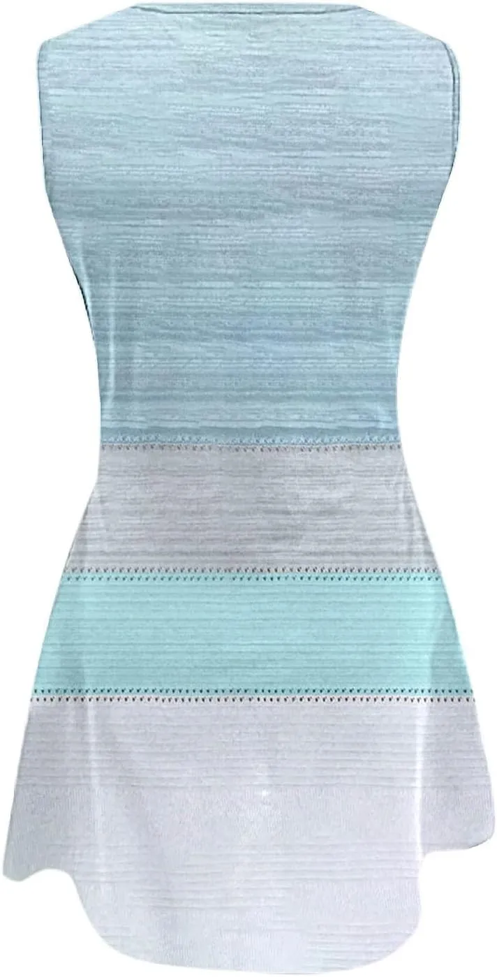 Short Summer Dresses Womens with Pockets Summer Casual Tank Dress Sleeveless Midi Beach Dress Women's Plus Size