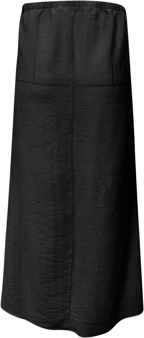 TANGNADE Women's High Waist A-Line Skirt Ankle Length Casual Flowy Long Flared Summer Trendy Elegant Maxi Skirt
