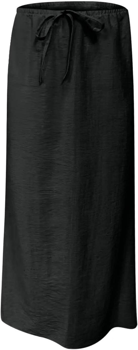 TANGNADE Women's High Waist A-Line Skirt Ankle Length Casual Flowy Long Flared Summer Trendy Elegant Maxi Skirt