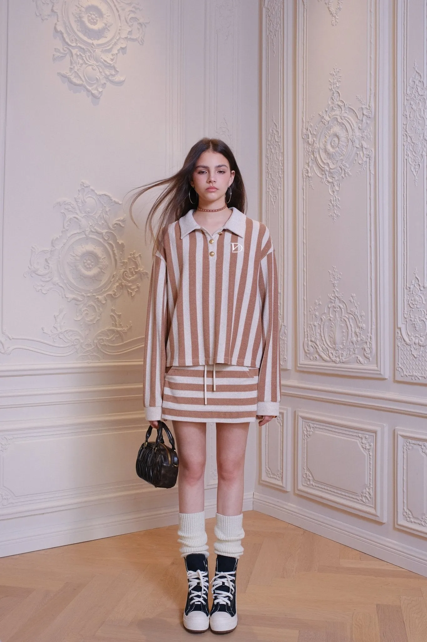 Towel Material Striped Casual Half Skirt