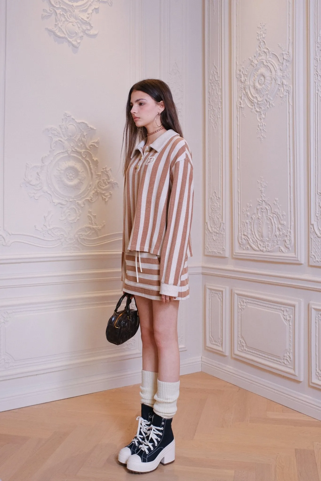 Towel Material Striped Casual Half Skirt