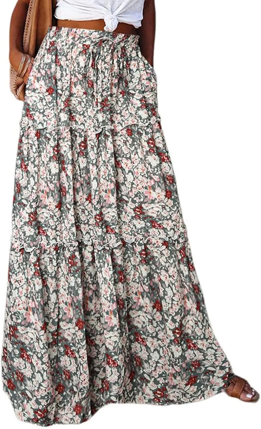 Trendy Women's Skirts, Casual Boho Vacation Summer Flowy Maxi Womens Skirts