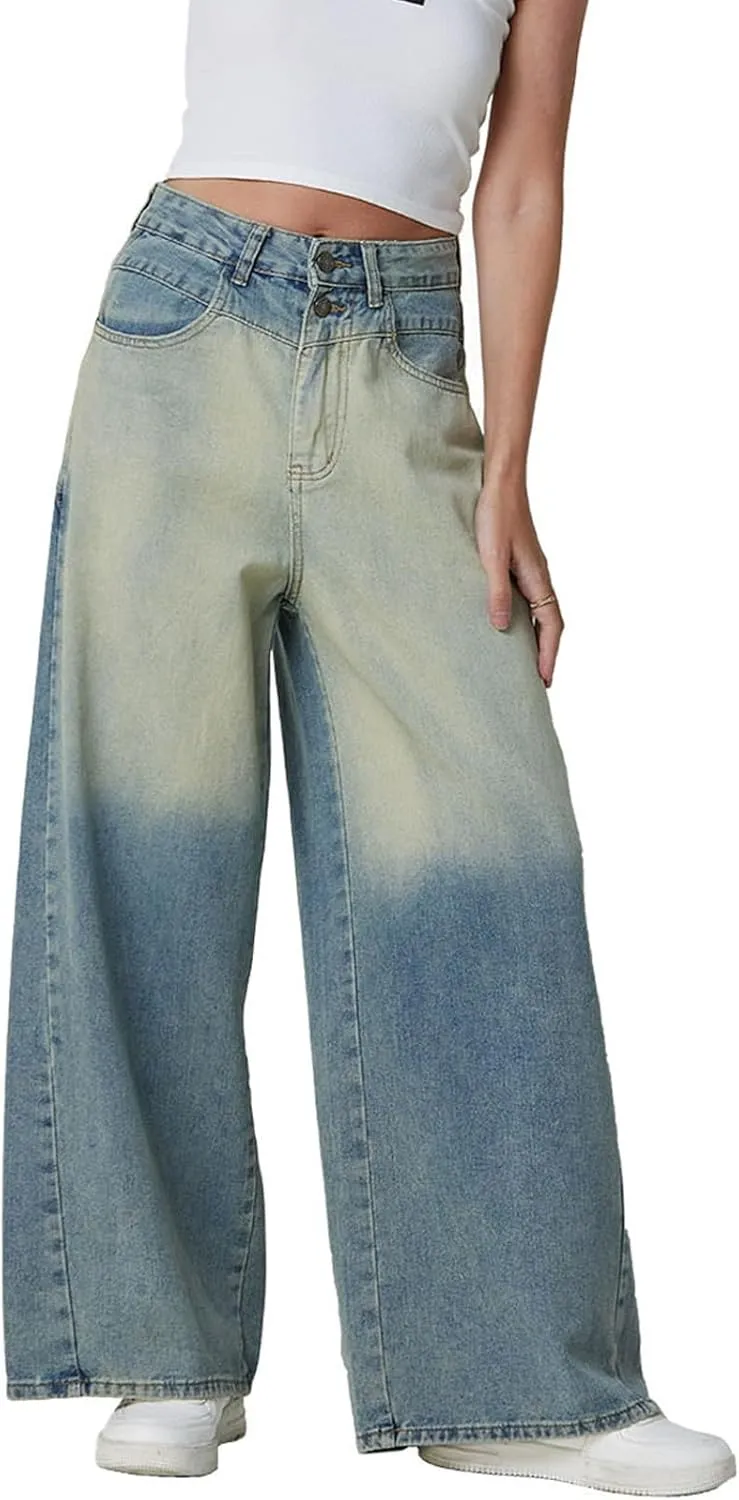 Wide Leg Jeans for Women Baggy Jeans for Woman High Waisted Loose Wide Leg Jean Womens Boyfriend Y2K Pants Trendy