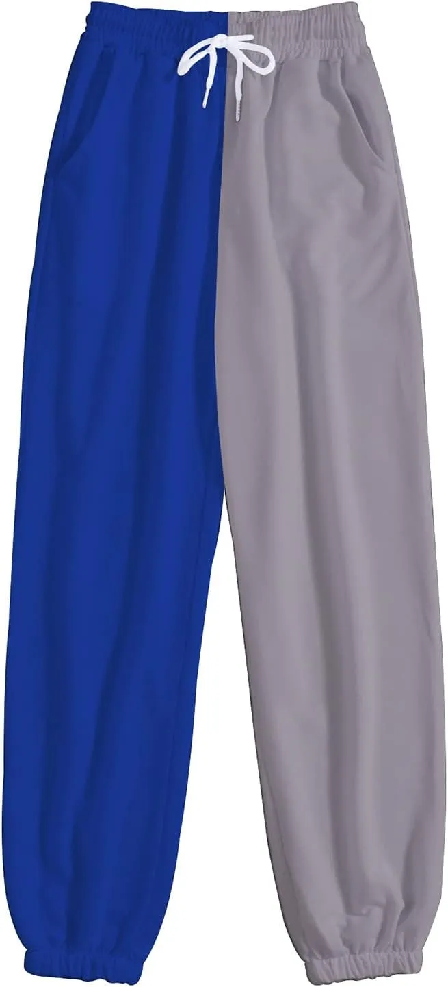 Women Fashion Sports Trousers Solid Color Blocking Printed Comfy Straight Long Leg Workout Athletic Casual Loose