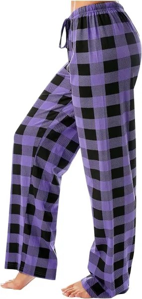 Women Plaid Printed Pants Full Length Long Trousers Sports Pants Business Casual Trousers