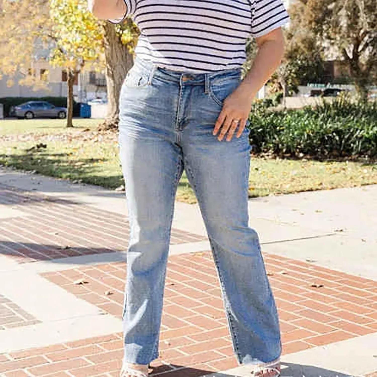 Womens Bootcut Jeans 90s Vintage Tummy Control Jeans High Rise Stretchy Stadeke Ripped Jeans Butt Lifting Jeans