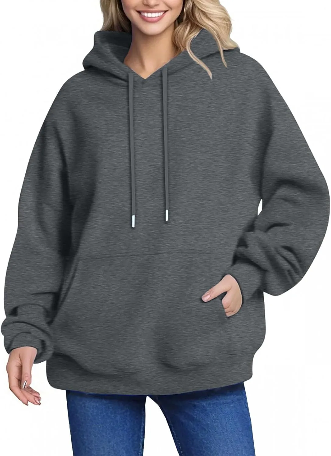 Women's Casual Oversized Hoodie Soft Fleece Pullover With Kangaroo Pocket, Perfect For Everyday
