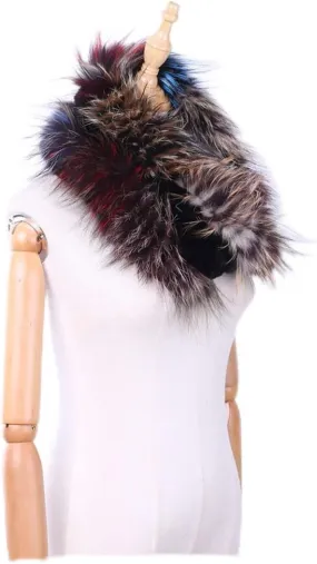Women's Knitted Scarf Natural Fur Infinite Loop Scarf Hood Scarf