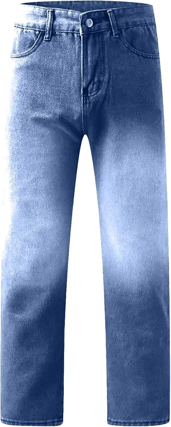Womens Plus Size Straight Leg Jeans Trendy Boyfriend Stretchy Jeans Button Baggy Denim Jeans with Pockets