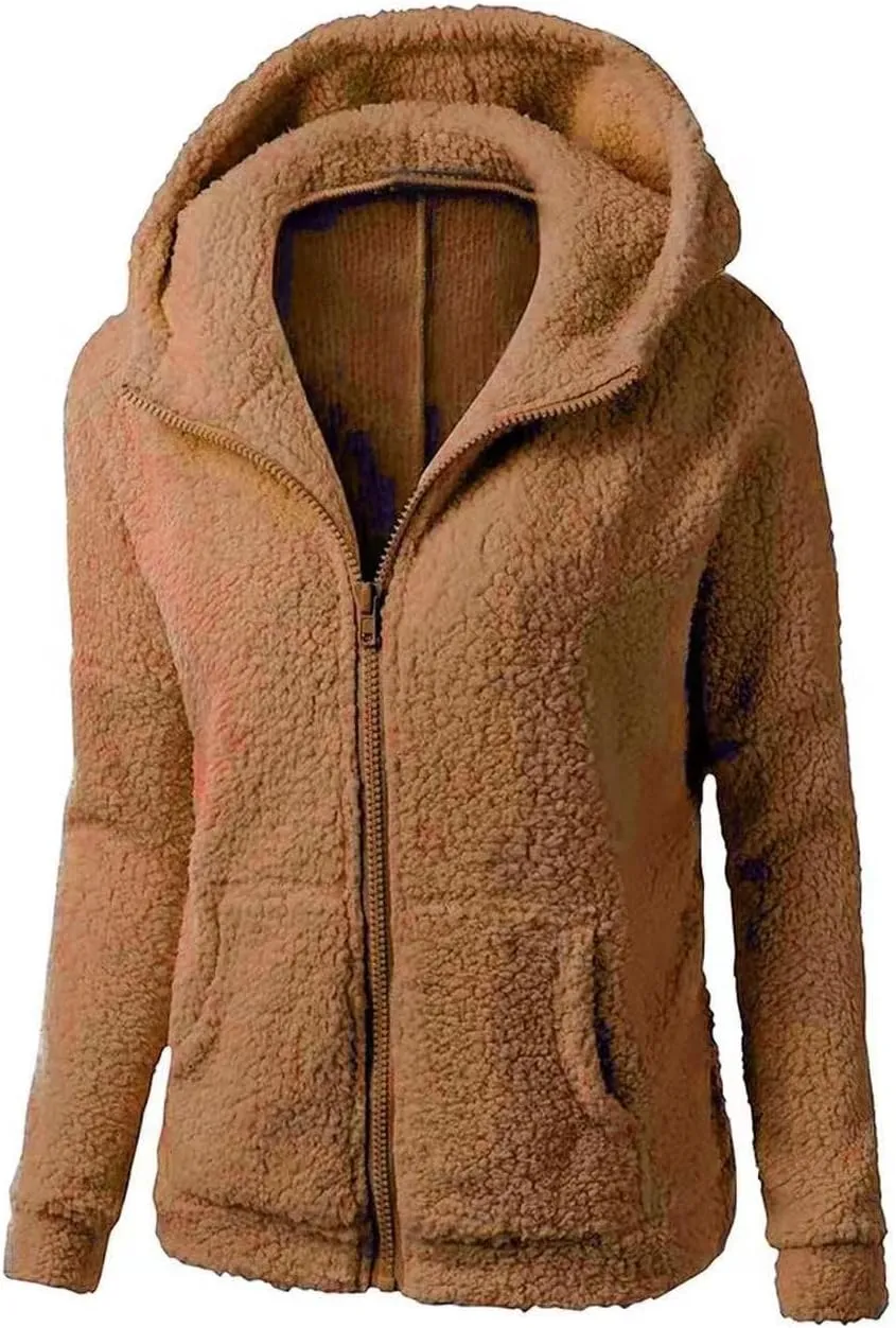 Womens Zip Up Hoodies Lightweight Fleece Lined Fall Winter Coats Comfy Warm Soft Sherpa Jackets Outwear with Pockets